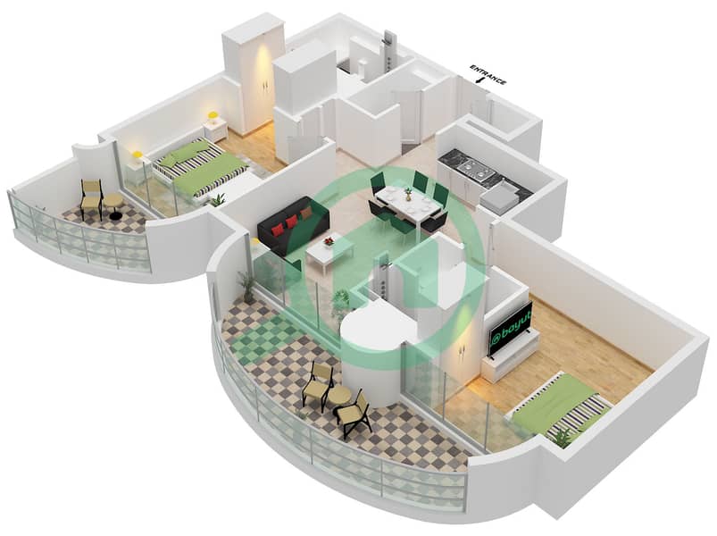 One Residence - 2 Bedroom Apartment Unit 6 FLOOR 2,4 Floor plan Unit 6 Floor 2,4,6,8,10,12,16,18,20,22,24,26 interactive3D