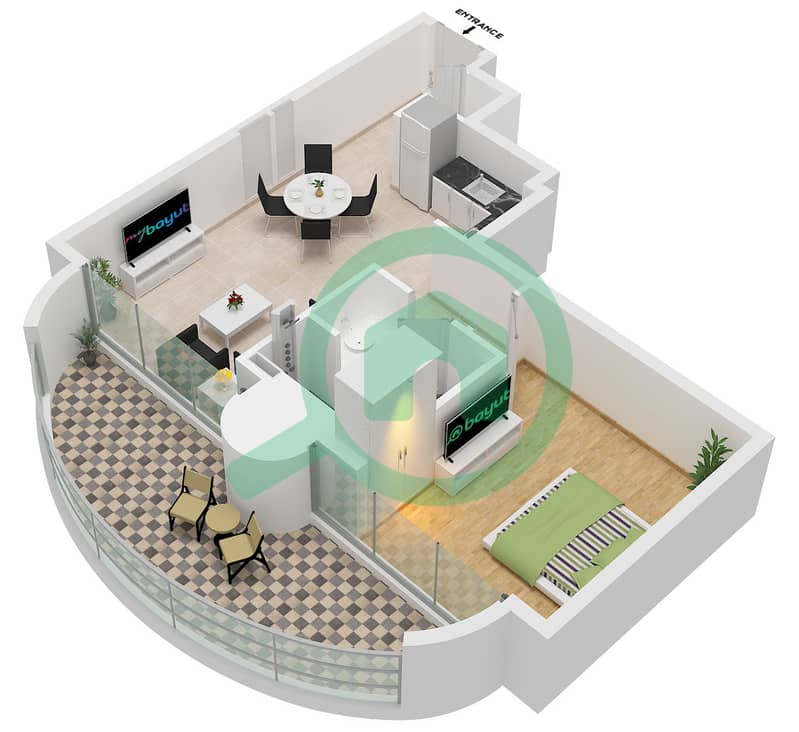 One Residence - 1 Bedroom Apartment Unit 5 FLOOR 3,5 Floor plan Unit 5,13,14 Floor 3,5,7,9,11,13,15,17,19,21,23,25,27 interactive3D