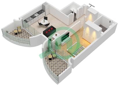 One Residence - 1 卧室公寓单位3 FLOOR 3,5戶型图
