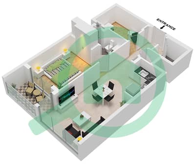 المخططات الطابقية لتصميم النموذج / الوحدة A/UNIT 06 FLOOR 10-26,28 شقة 1 غرفة نوم - شوبا كريك فيستا هايتس برج A