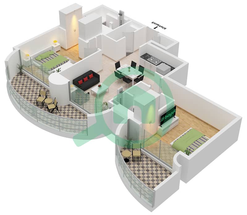 One Residence - 2 Bedroom Apartment Unit 6 FLOOR 3,5 Floor plan Unit 6 Floor 3,5,7,9,11,13,15,17,19,21,23,25,27 interactive3D