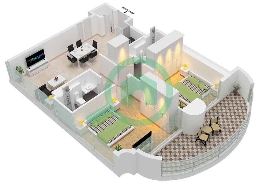 One Residence - 2 Bedroom Apartment Unit 1 FLOOR 3,5 Floor plan Unit 1,9 Floor 3,5,7,9,11,13,15,17,19,21,23,25,27 interactive3D