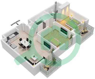 Mesk Residences - 2 卧室公寓类型／单位2A-8 / UNIT 34 FLOOR 2-5戶型图