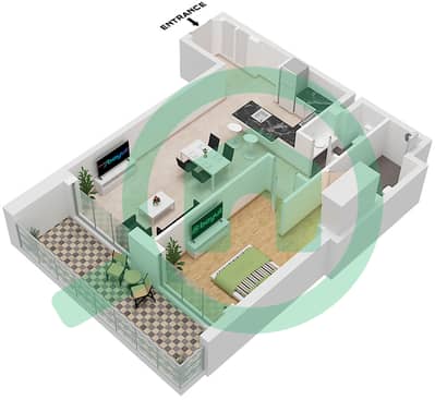 Studio One Tower - 1 Bedroom Apartment Type 1A-A FLOOR 1 Floor plan