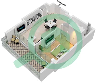 Studio One Tower - 1 Bedroom Apartment Type 1C FLOOR 1 Floor plan