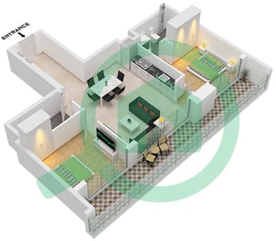 Studio One Tower - 2 Bedroom Apartment Type 2A FLOOR 10,20 Floor plan