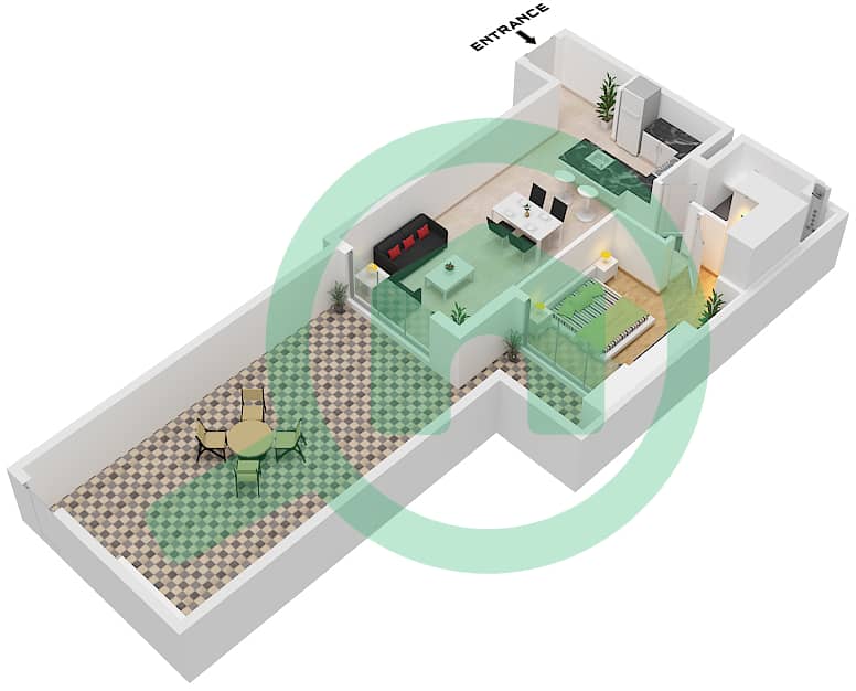 Studio One Tower - 1 Bedroom Apartment Type/unit 1E/UNIT G05 FLOOR GROUND Floor plan Type 1E Unit G05 Floor interactive3D