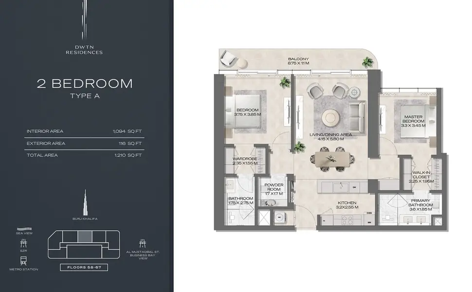2 BR floor plan