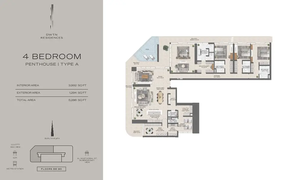 4 BR floor plan