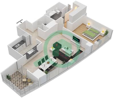The Residence 7 - 1 Bedroom Apartment Suite 3A FLOOR 2 Floor plan