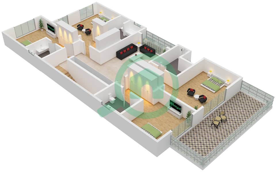 Al Sarfa Villas - 4 Bedroom Villa Type B Floor plan Type B Floor First interactive3D