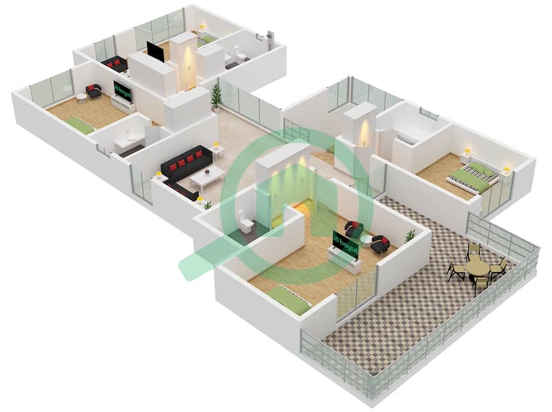 Al Sarfa Villas - 5 Bedroom Villa Type C Floor plan Type C Floor First interactive3D