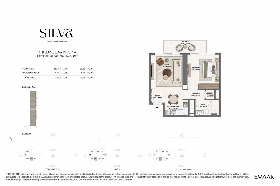 1 BR floor plan