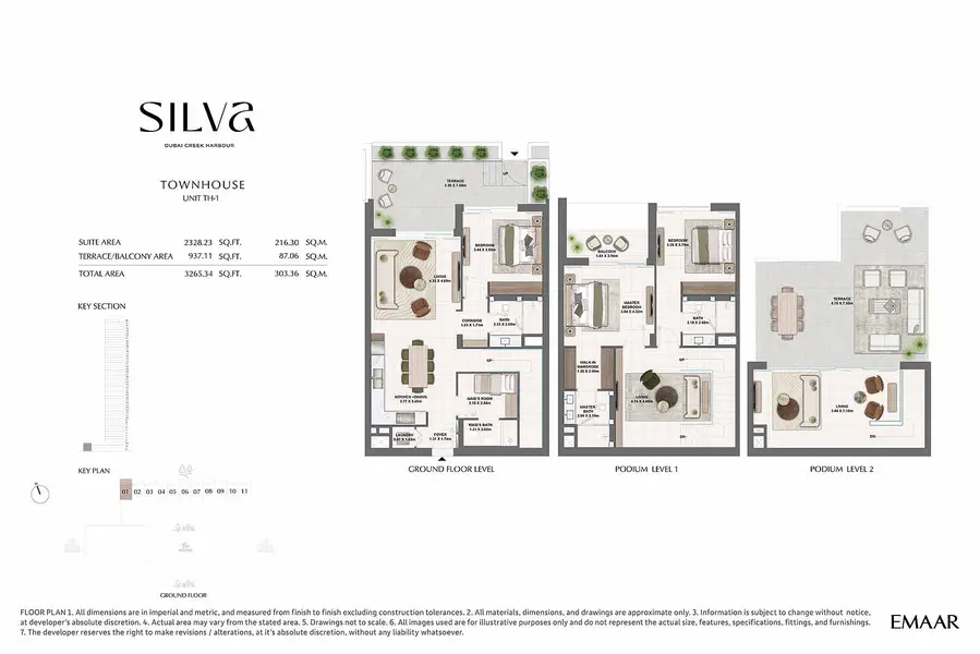 3 BR floor plan