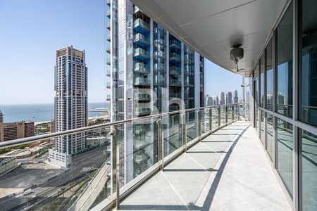 3 Bedroom Apartment for Rent in Dubai Marina, Dubai - 2 Balconies | Full Sea View | Unfurnished