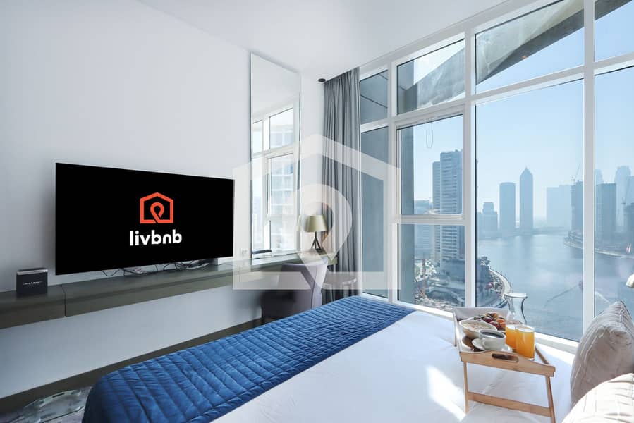 Livbnb - Classy Studio w Panoramic Dubai Canal View