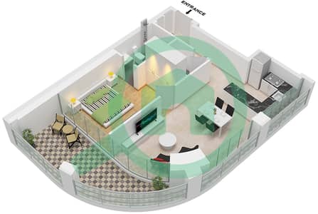 Binghatti Skyrise Tower C - 1 Bedroom Apartment Type 02 Floor plan