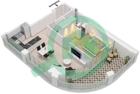 Binghatti Skyrise Tower C - 1 Bedroom Apartment Type 03 Floor plan