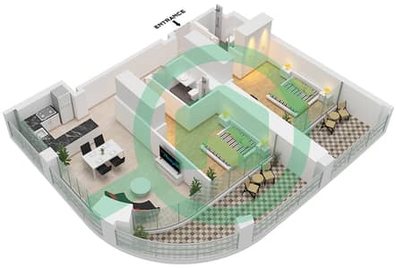 Binghatti Skyrise Tower C - 2 Bedroom Apartment Type 03 Floor plan
