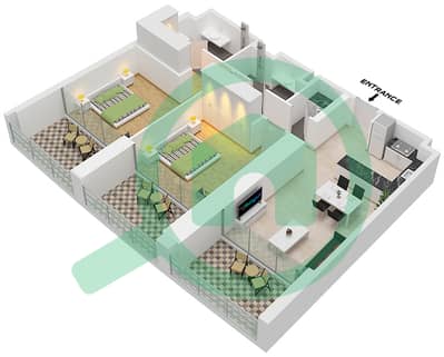 Binghatti Skyrise Tower C - 2 Bedroom Apartment Type 04 Floor plan