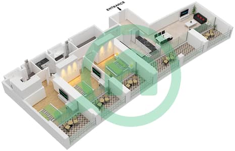 Binghatti Skyrise Tower C - 3 Bedroom Apartment Type 03 Floor plan