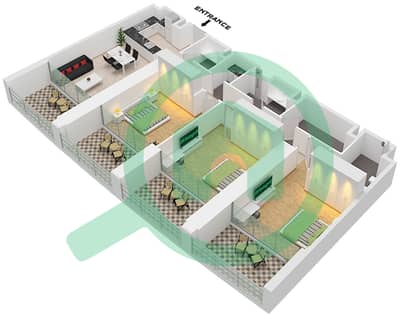 Binghatti Skyrise Tower C - 3 Bedroom Apartment Type 04 Floor plan