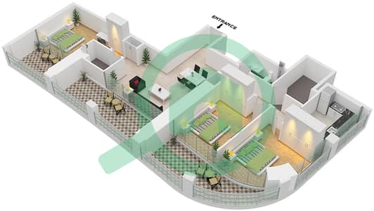 Binghatti Skyrise Tower C - 3 Bedroom Apartment Type 05 Floor plan