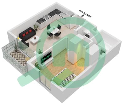 Crystal Residences Tower A - 1 Bedroom Apartment Type/unit 1A/UNIT 6,8,10 FLOOR 3-11 Floor plan
