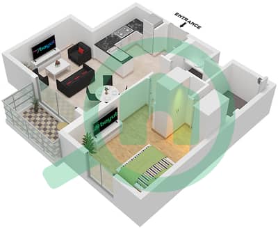 Crystal Residences Tower A - 1 Bedroom Apartment Type/unit 1B / UNIT 12 FLOOR 3-11 Floor plan