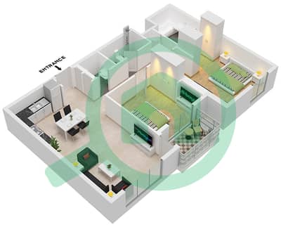 Crystal Residences Tower A - 2 Bedroom Apartment Type/unit 2A-3 / UNIT 7 FLOOR 4-11 Floor plan