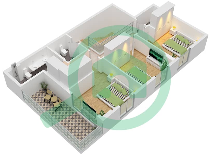 Crystal Residences Tower A - 4 Bedroom Apartment Type/unit 4D-C/UNIT 11 FLOOR 11,12 Floor plan Type 4D-C Unit 11 Upper Floor 12 interactive3D