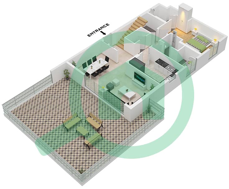 Crystal Residences Tower A - 4 Bedroom Apartment Type/unit 4D-A / UNIT 1 FLOOR 11,12 Floor plan Type 4D-A Unit 1 Lower Floor 11 interactive3D