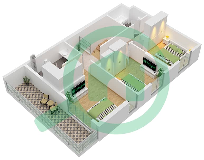 Crystal Residences Tower A - 4 Bedroom Apartment Type/unit 4D-A / UNIT 1 FLOOR 11,12 Floor plan Type 4D-A Unit 1 Upper Floor 12 interactive3D
