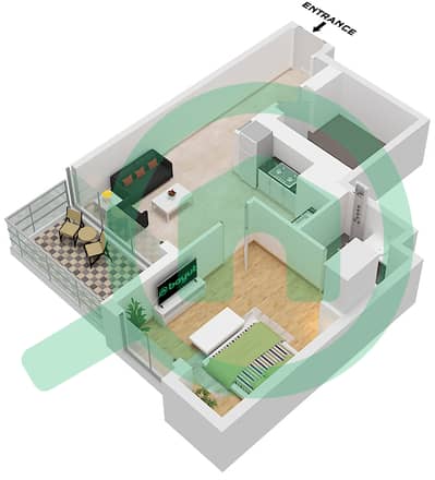 DAMAC Maison Aykon City - 1 Bedroom Apartment Unit 23 FLOOR 58 Floor plan