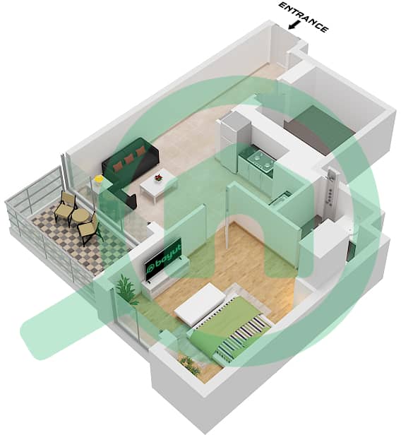 DAMAC Maison Aykon City - 1 Bedroom Apartment Unit 23 FLOOR 58 Floor plan Unit 23 Floor 58 interactive3D