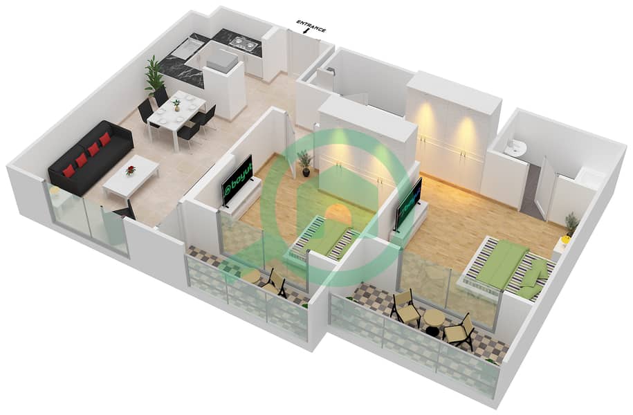 Floor 1-8 Genesis by Meraki - 2 Bedroom Apartment Unit 2 FLOOR 1-8 Floor plan Floor 1-8 interactive3D
