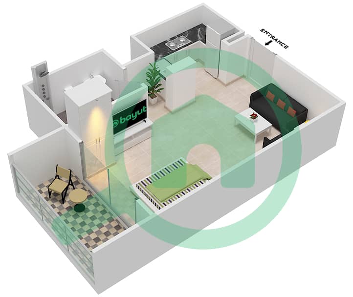 Genesis by Meraki - Studio Apartment Unit 14 FLOOR 1-8 Floor plan Floor 1-8 interactive3D