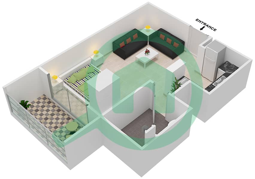 Genesis By Meraki - Studio Apartment Unit 7 FLOOR 2-8 Floor plan interactive3D