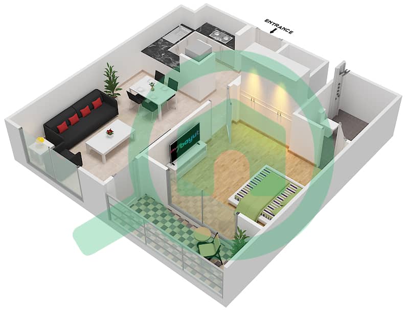 Genesis by Meraki - 1 Bedroom Apartment Unit 10 FLOOR 9 Floor plan interactive3D