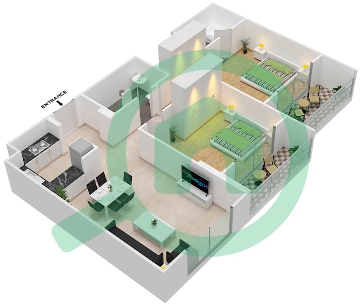 Genesis by Meraki - 2 Bedroom Apartment Unit 11 FLOOR 9 Floor plan interactive3D