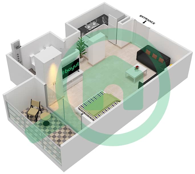 Genesis By Meraki - Studio Apartment Unit 13 FLOOR 9 Floor plan interactive3D