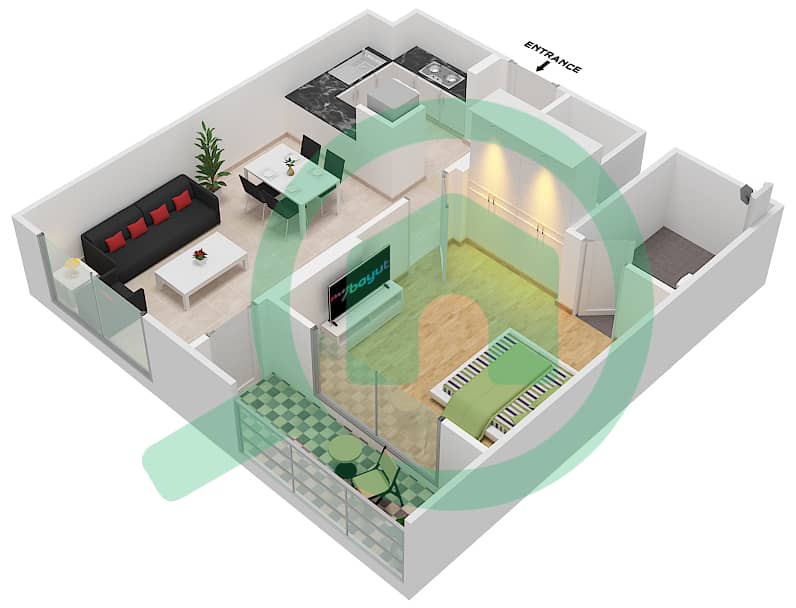 Genesis by Meraki - 1 Bedroom Apartment Unit 1 FLOOR 10 Floor plan interactive3D