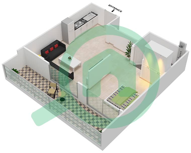 Genesis By Meraki - Studio Apartment Unit 7 FLOOR 10 Floor plan interactive3D