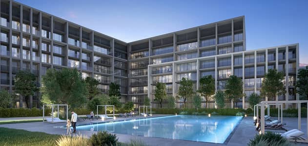 2 Cпальни Апартамент Продажа в Альжада, Шарджа - Pool-view-of-Safa-buildings-feature. jpg