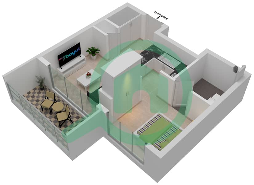 The Atria Residences - Studio Apartment Type ST1 Floor plan Type ST1 interactive3D
