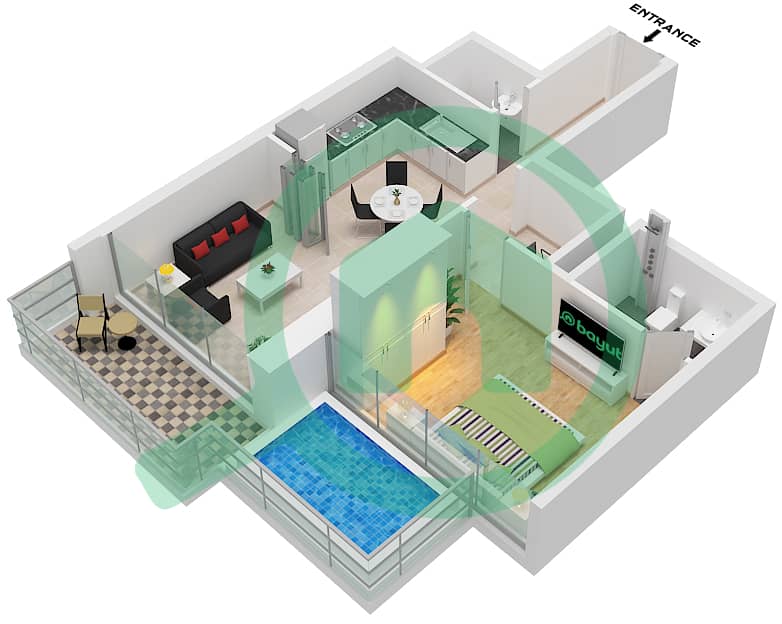 Elitz 2 by Danube Tower 1 - 1 Bedroom Apartment Type/unit PRESIDENTIAL SUITE-B Floor plan Type Presidential Suite-B Unit 2 Floor 2-41, Unit 3 4-17,20-25, Unit 8 Floor 3,29-35, unit 9 Floor 2,26-28,36-41, Unit 10,11 Floor 4-17,20-26 interactive3D