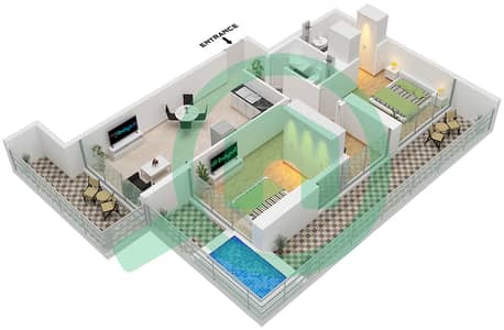 多瑙河2号大厦伊利茨1号 - 2 卧室公寓类型／单位A / UNIT 5-7 FLOOR 2-41戶型图