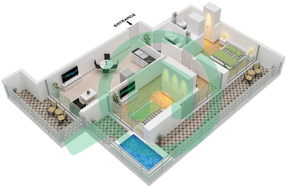 Elitz 2 by Danube Tower 1 - 2 Bedroom Apartment Type/unit A / UNIT 5-7 FLOOR 2-41 Floor plan Type A Unit 5 Floor 2-3,18,26-27,29-41 
Unit 6 Floor 2,4-18,20-26,28,30-34,36-40 Unit 7 Floor 4-16,20-24 interactive3D