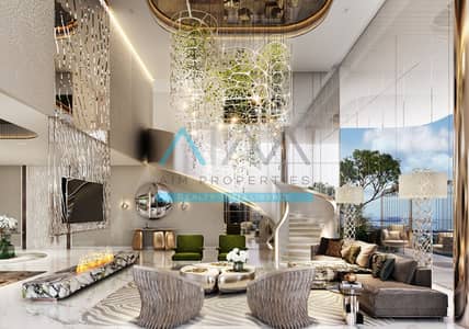 迪拜港， 迪拜 5 卧室顶楼公寓待售 - Super Luxury Living room 1. jpg