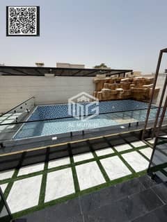 فيلا فاخرة للبيع في عجمان - الروضة - فيلا جديدة أول ساكن - تشطيب VIP - مكونة من: - 5 غرف نوم ماستر - مطبخ كبير مجهز بكامل الأجهزة الحديثة - مجلس رجال